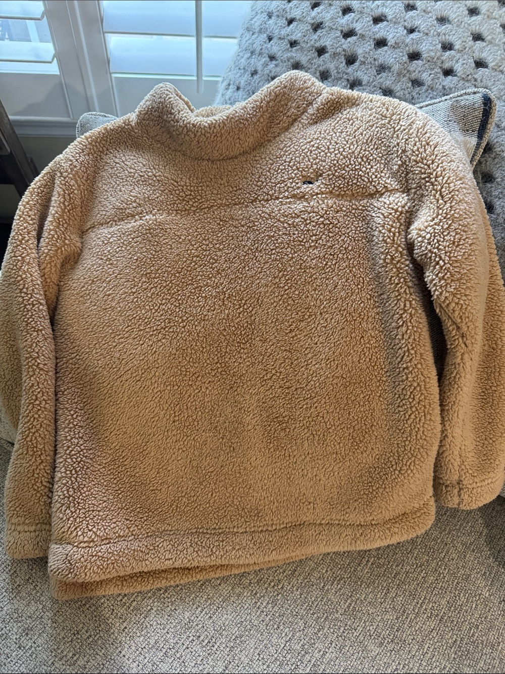 Vineyard Vines Plush Sherpa Pullover in Camel Tan